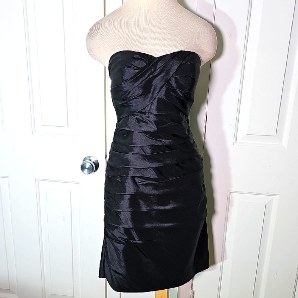 Bill Levkoff Elegant Black Taffeta Strapless Dress. Size 8. Prom Home Coming